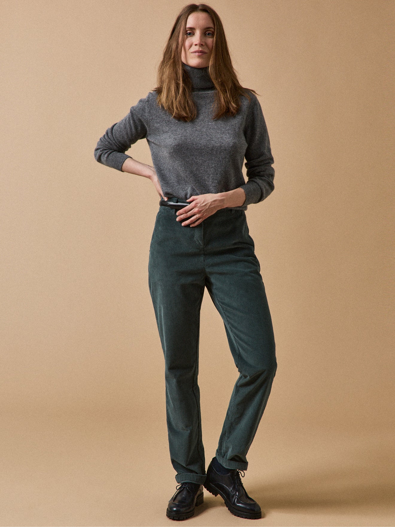 Chino damesbroek in velours Marine