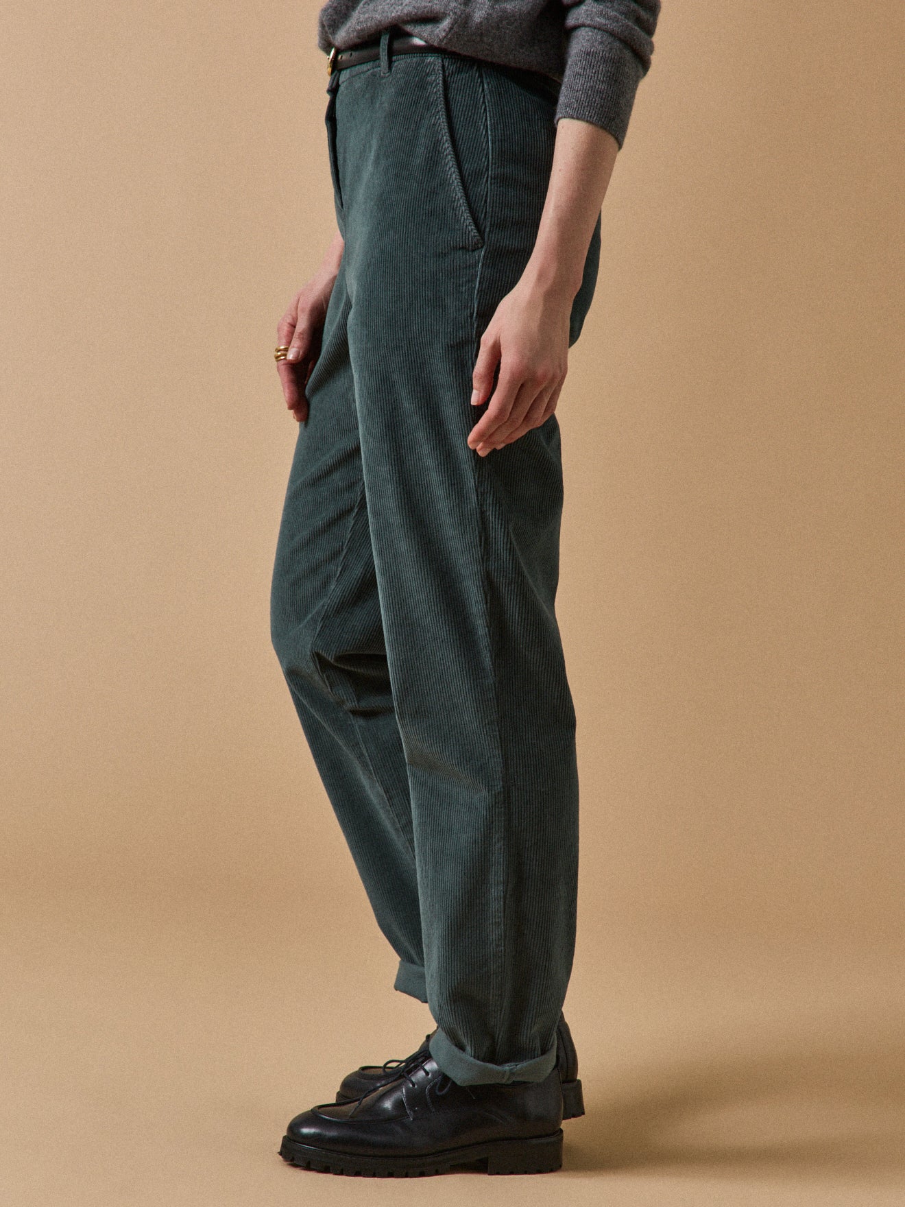 Chino damesbroek in velours Marine