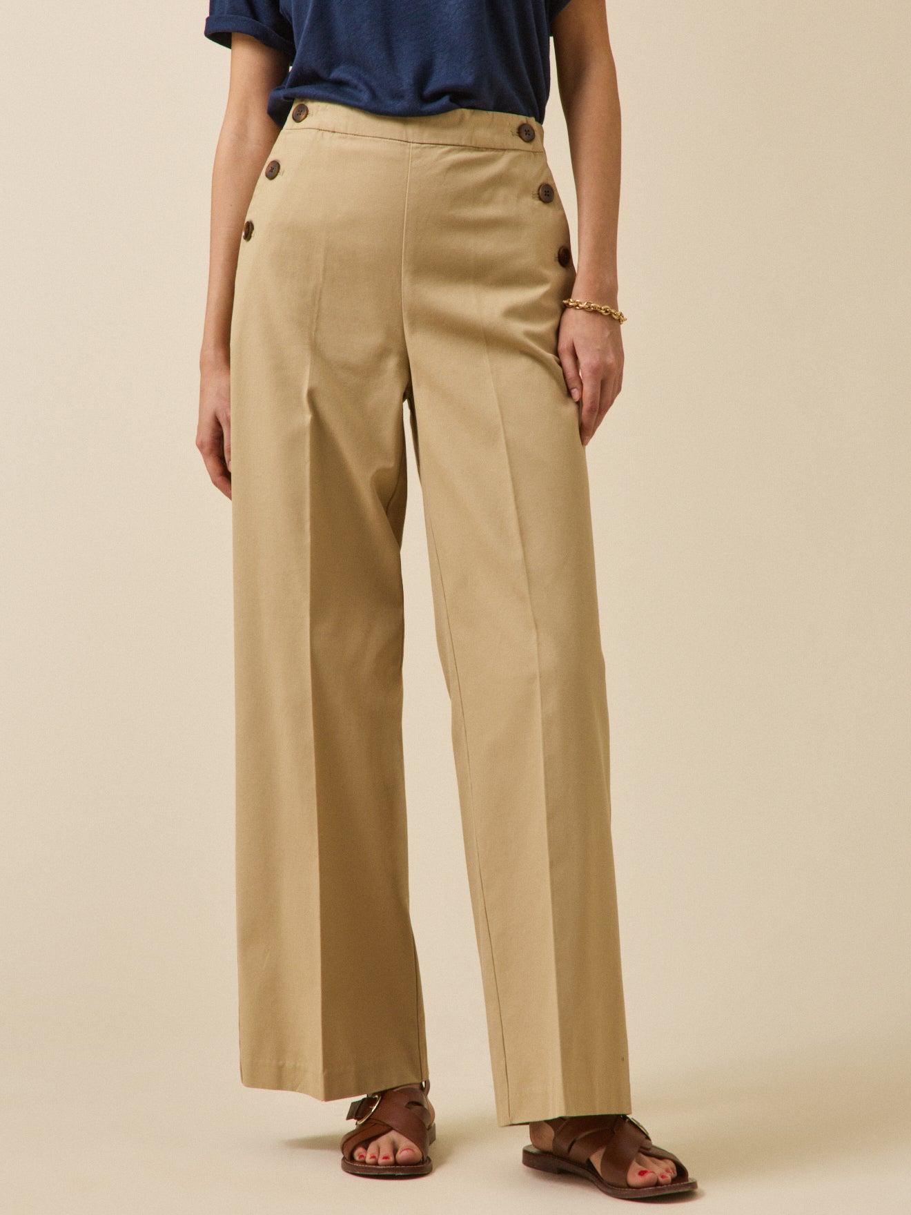 Pantalon large à pont femme Maé