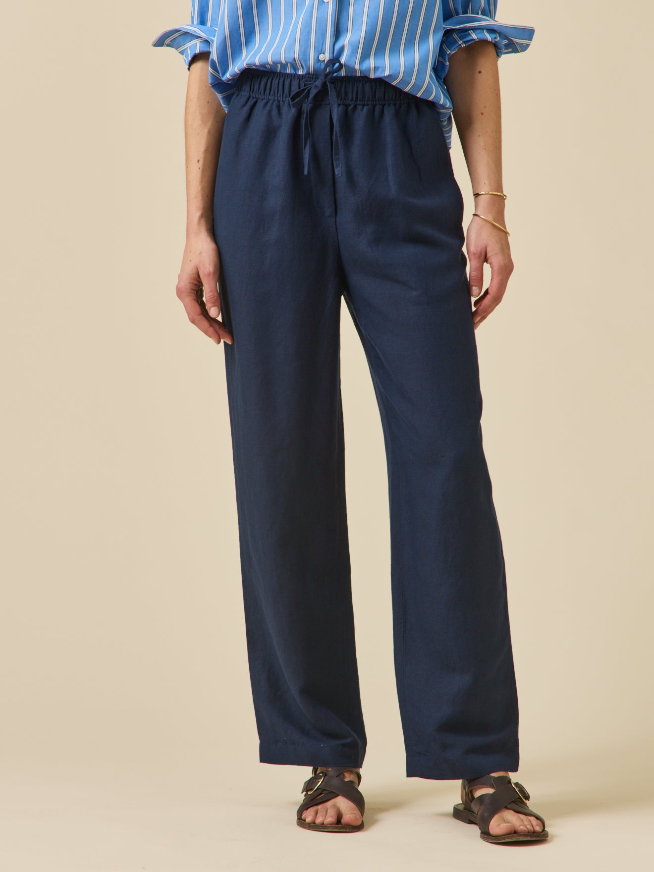 Pantalon droit lin et viscose femme Agathe