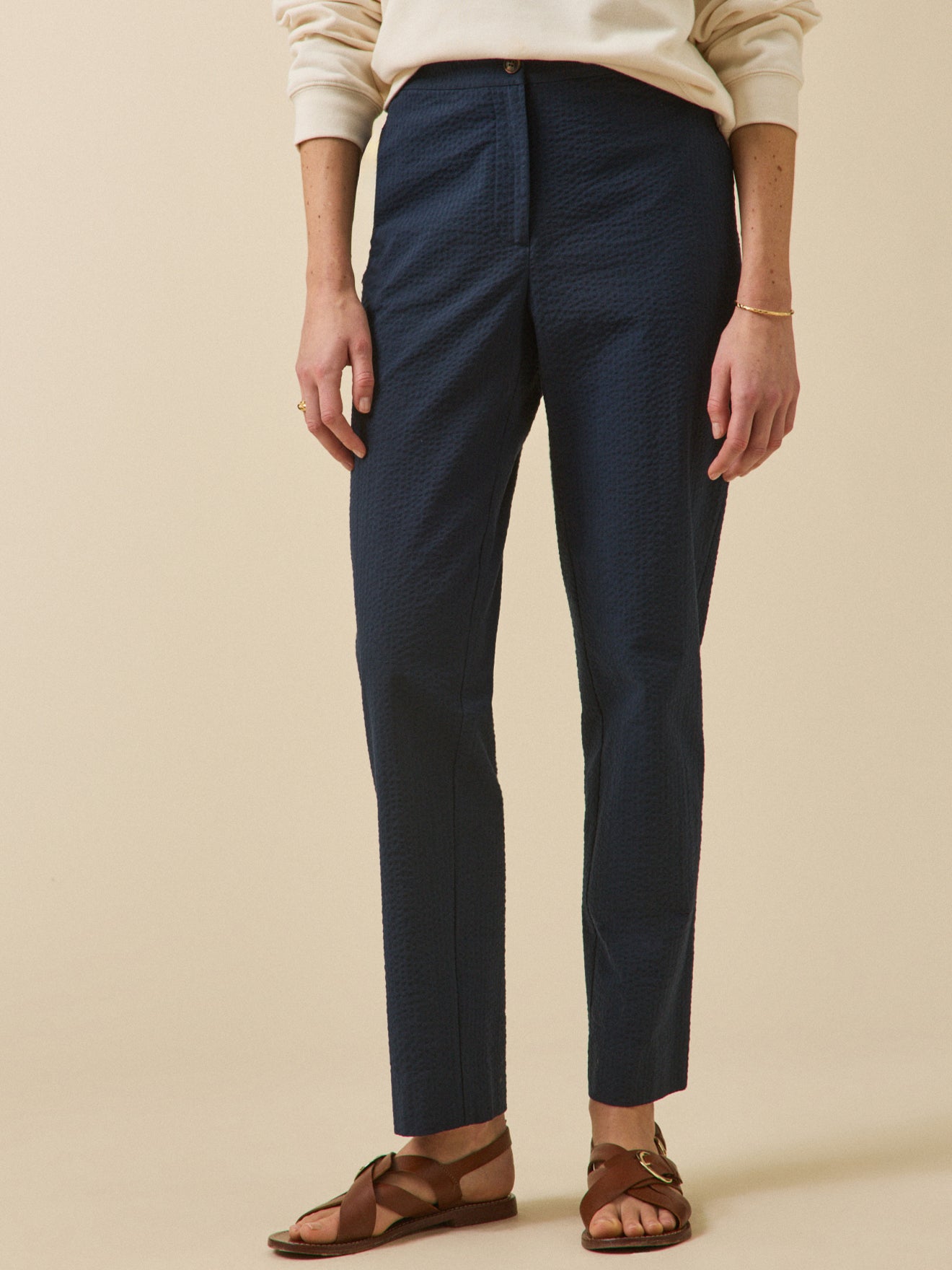 Pantalon cigarette seersucker femme Julie