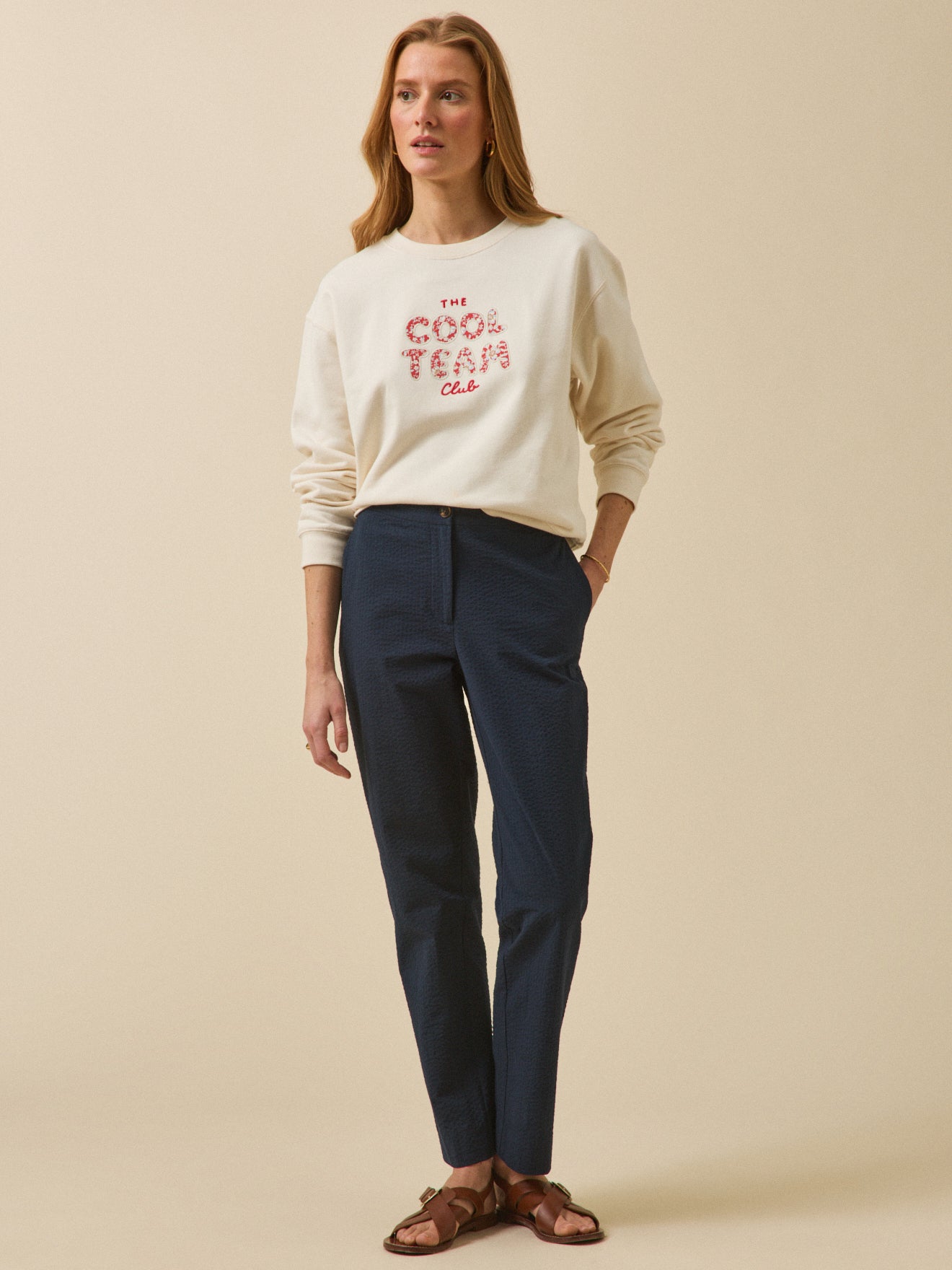 Damesbroek met sigarettenpijpen Julie - seersucker