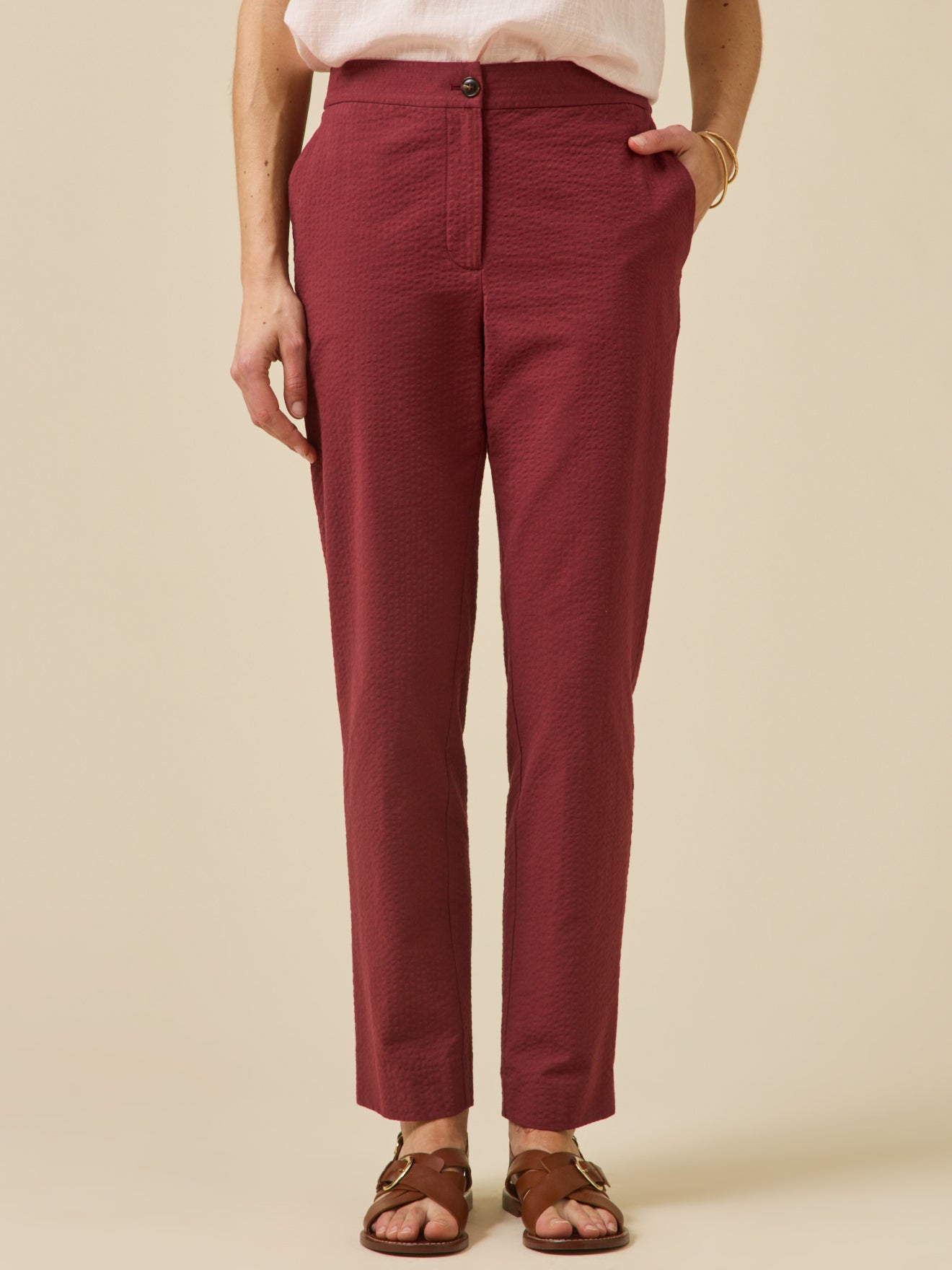 Pantalon cigarette seersucker femme Julie