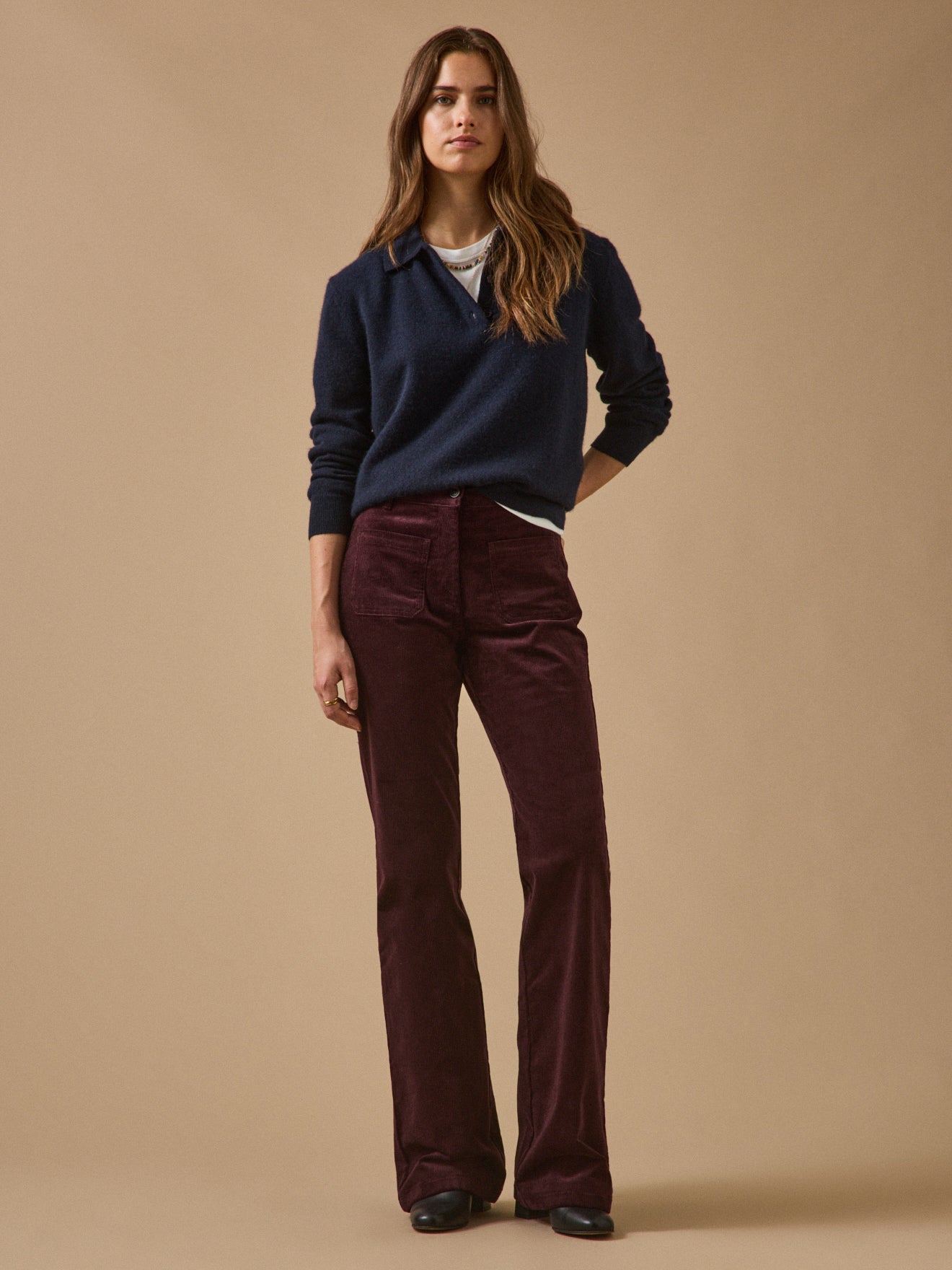 Flared damesbroek Suzanne - velours