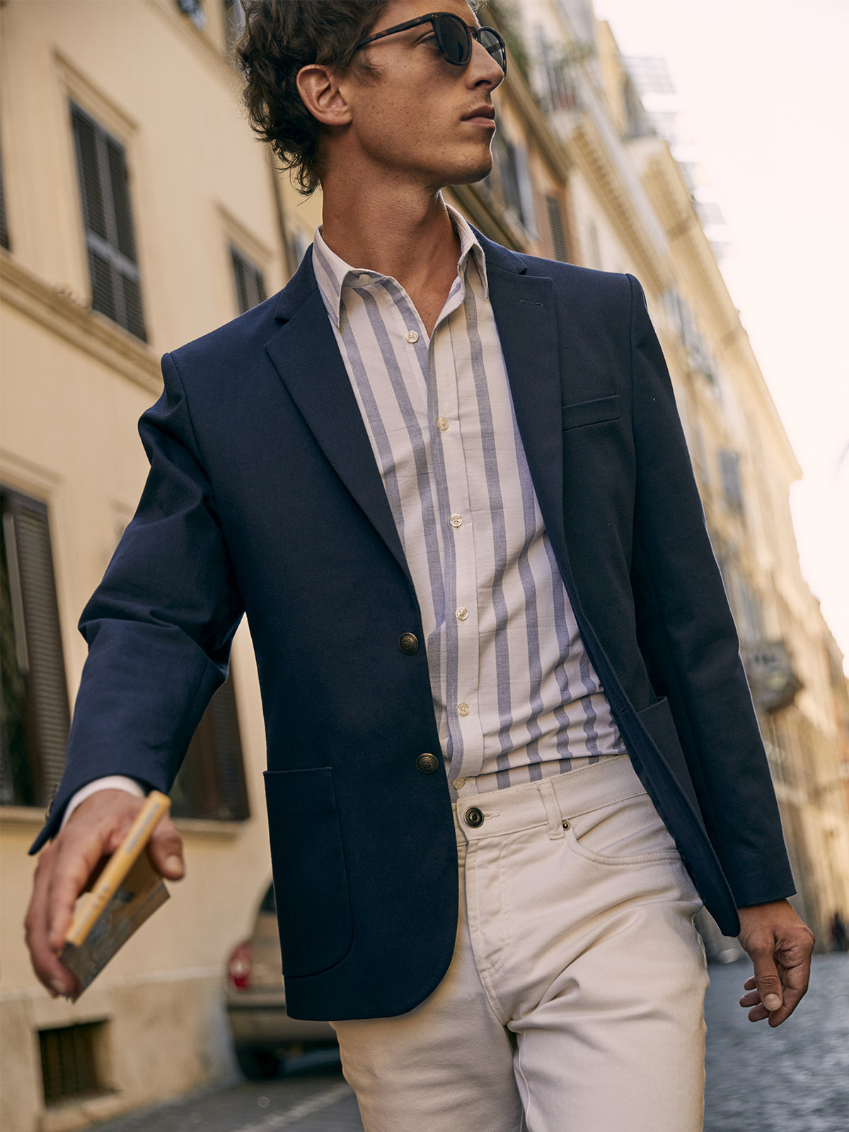 Herenblazer in twill met fantasieknopen