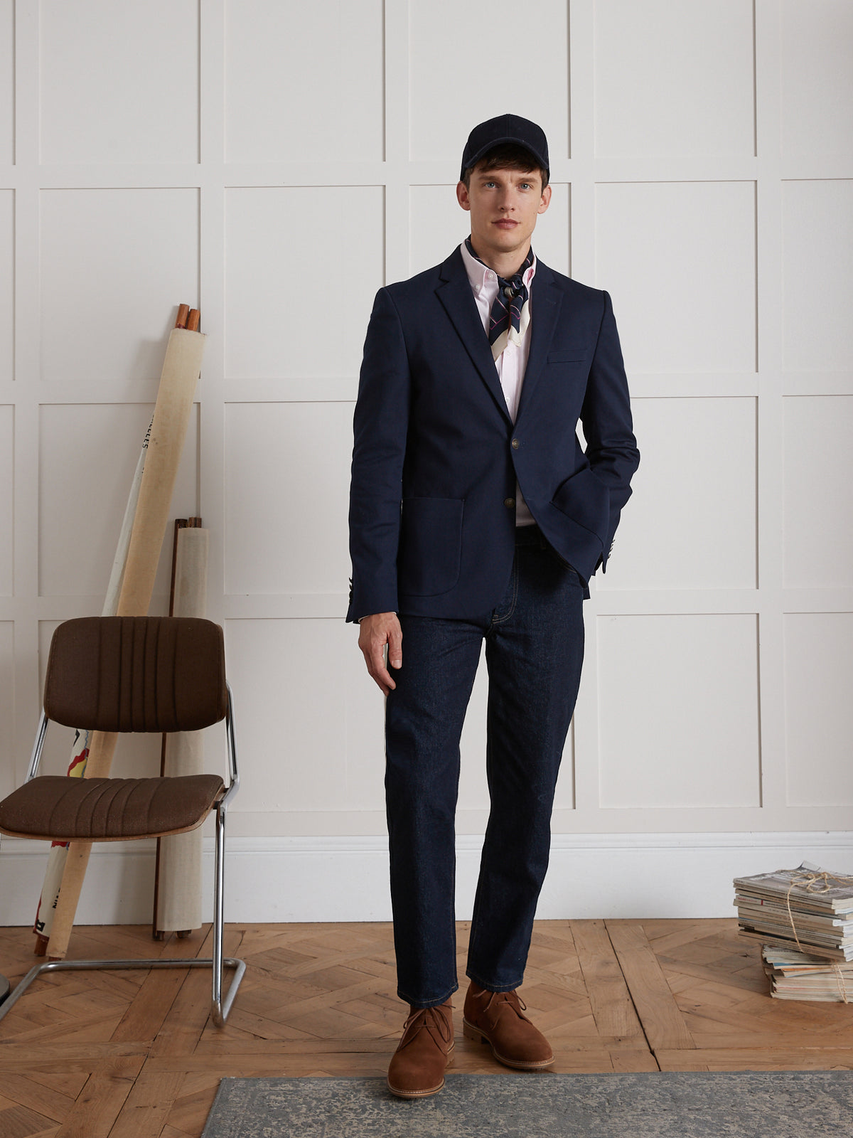 Herenblazer in twill met fantasieknopen