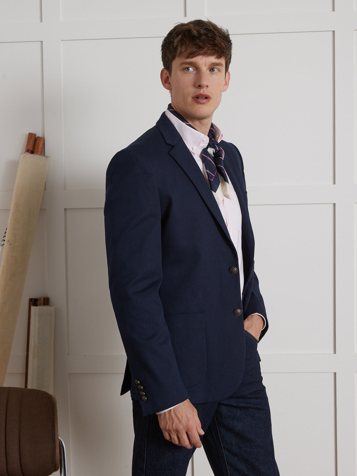 Herenblazer in twill met fantasieknopen