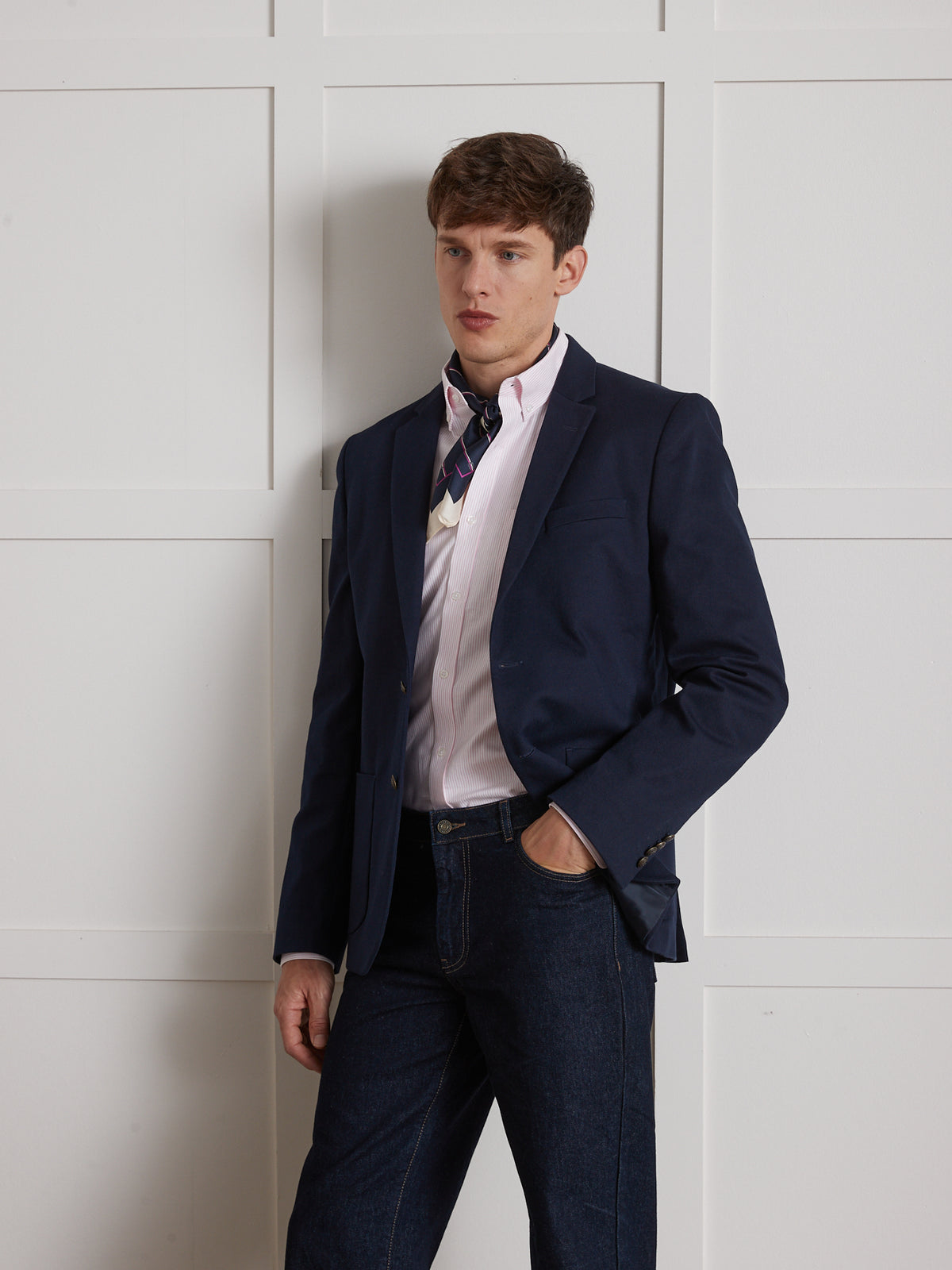 Herenblazer in twill met fantasieknopen