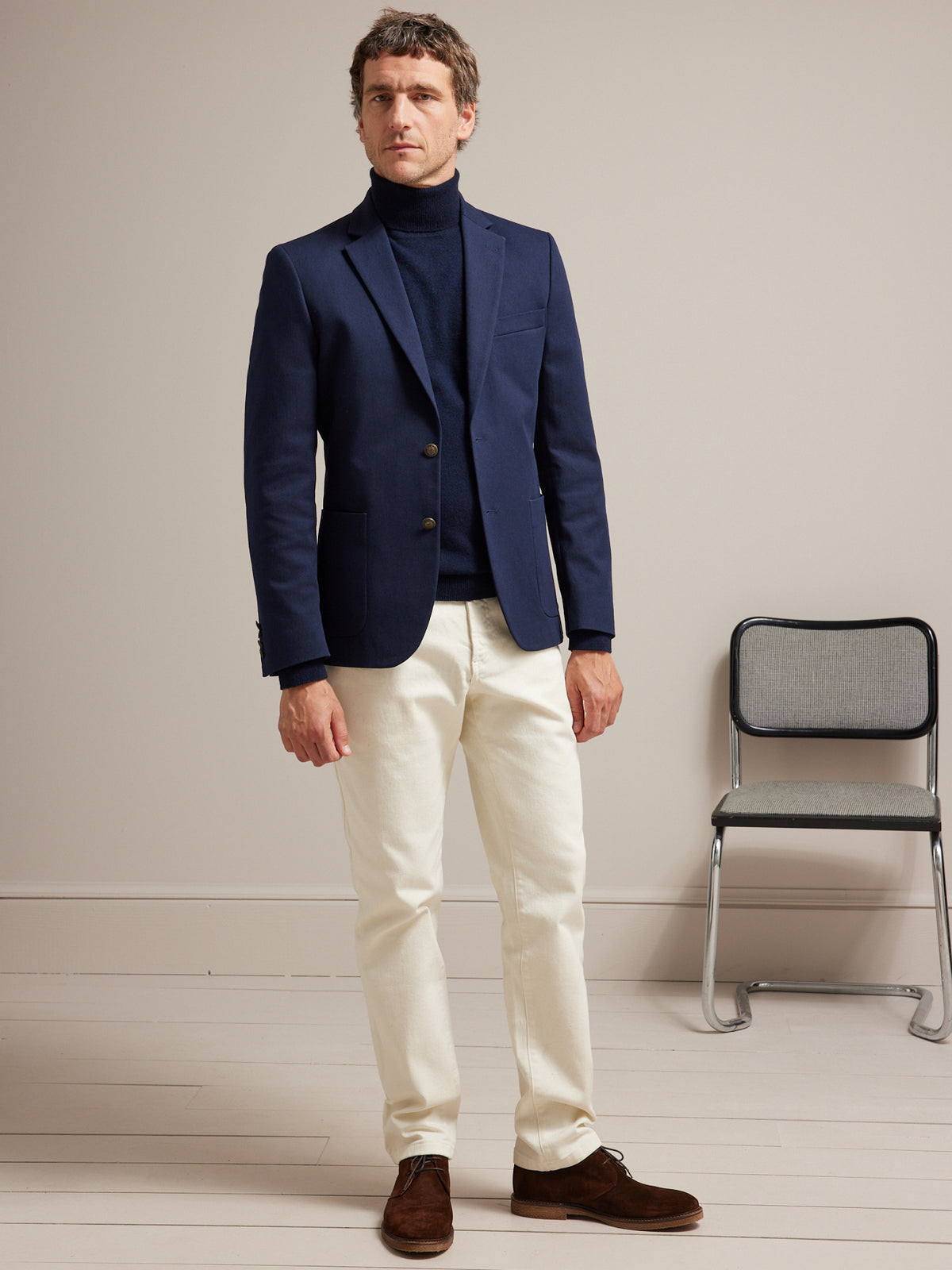 Herenblazer in twill met fantasieknopen