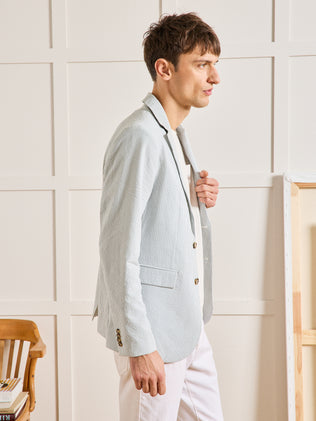 Veste blazer seersucker rayé homme