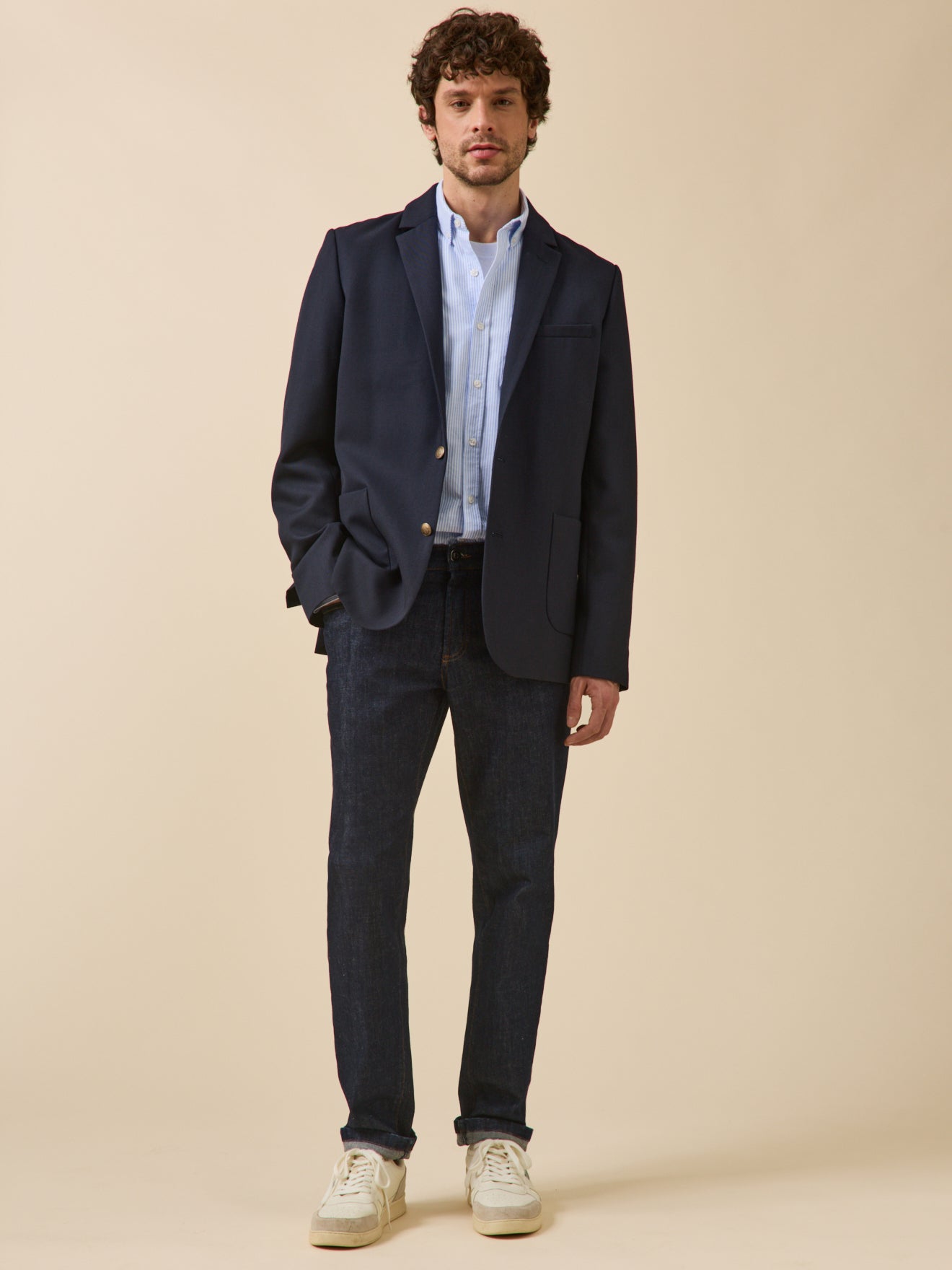 Veste blazer en twill homme boutons dorés