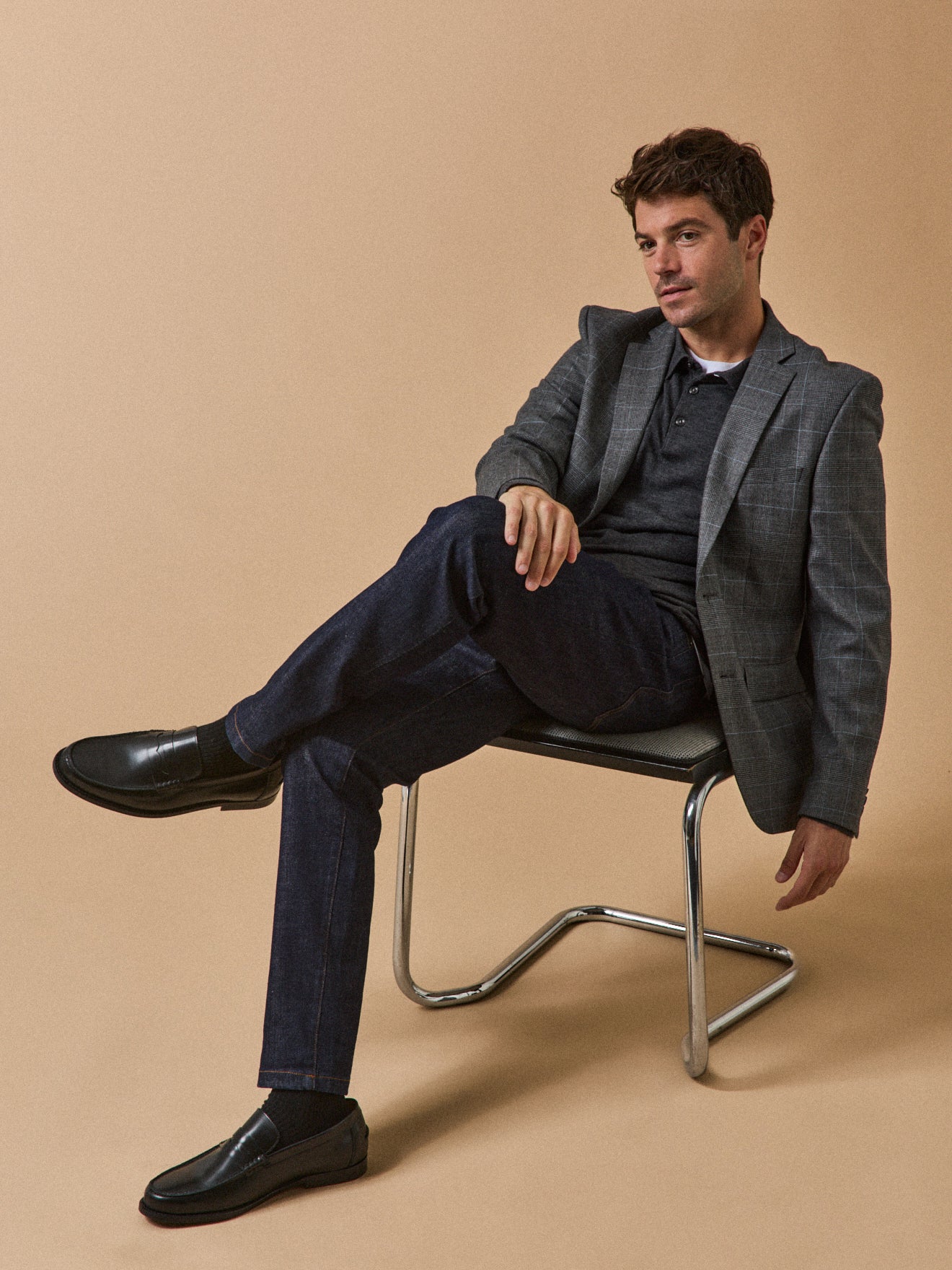 Blazer laine froide prince de galles homme