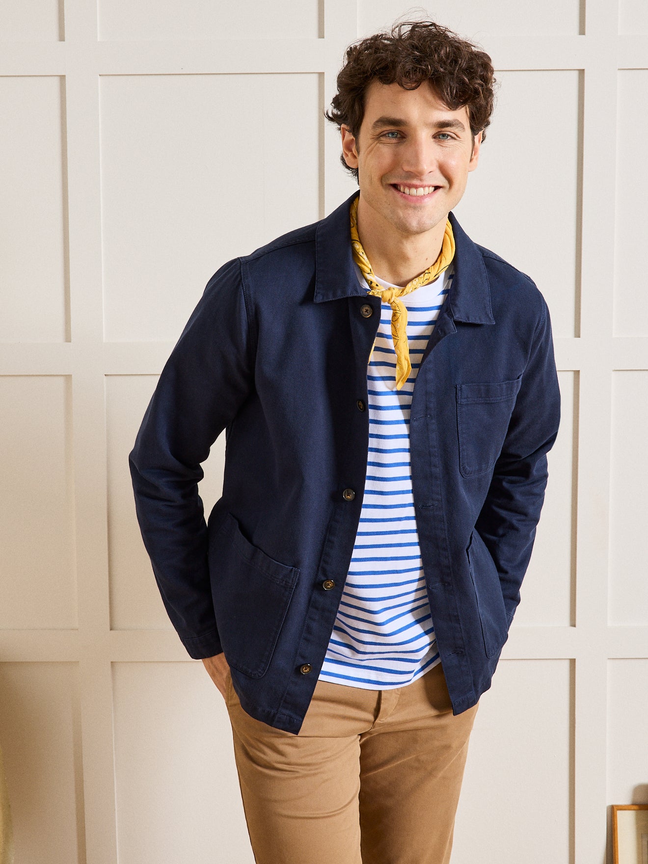 Worker style herenblazer - twill van gerecycleerd katoen