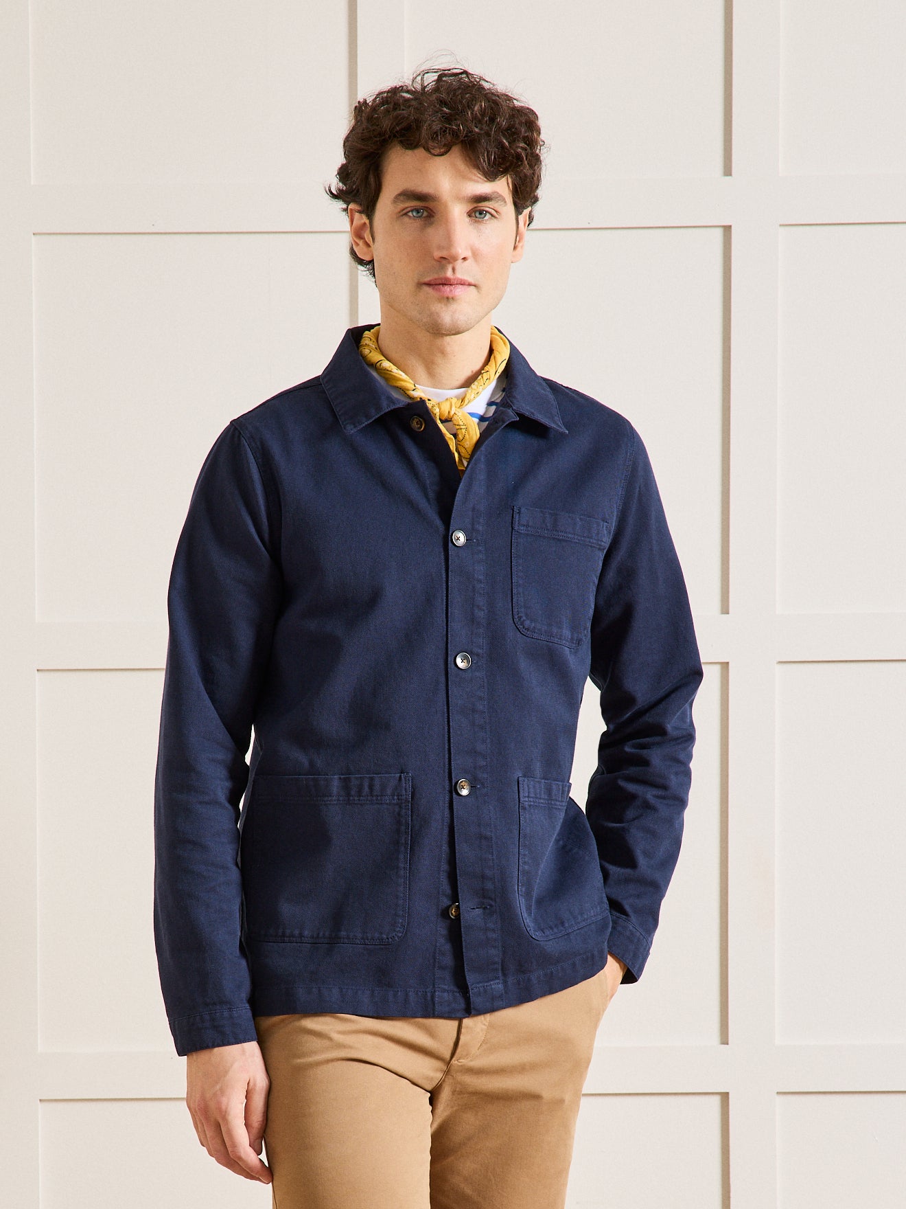 Worker style herenblazer - twill van gerecycleerd katoen