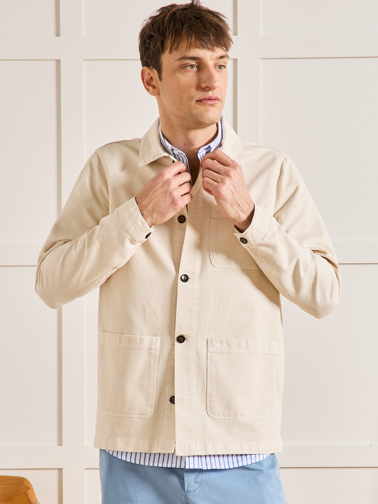 Worker style herenblazer - twill van gerecycleerd katoen