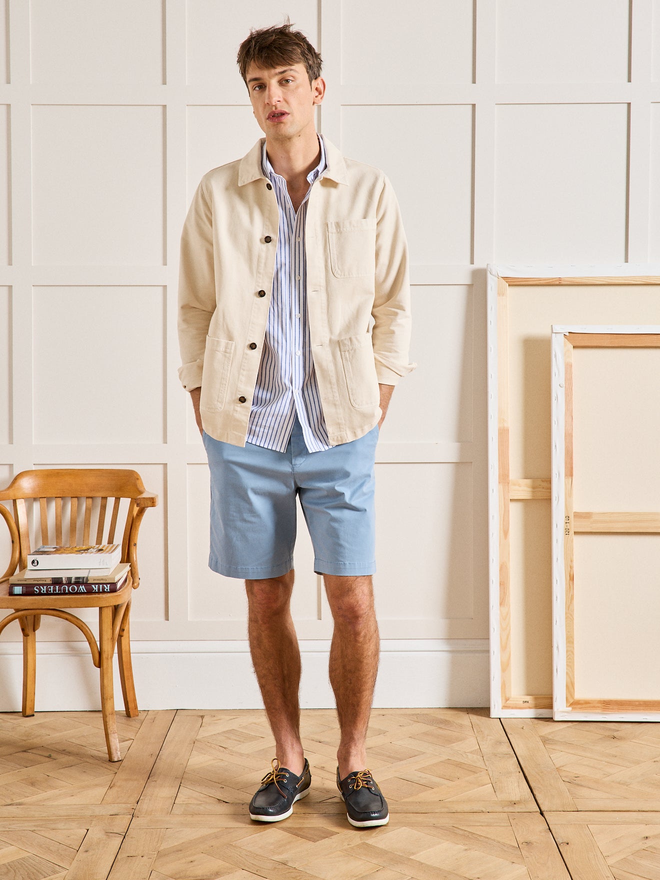 Worker style herenblazer - twill van gerecycleerd katoen