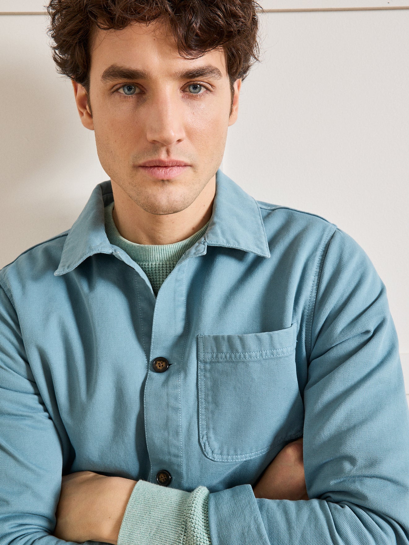Worker style herenblazer - twill van gerecycleerd katoen