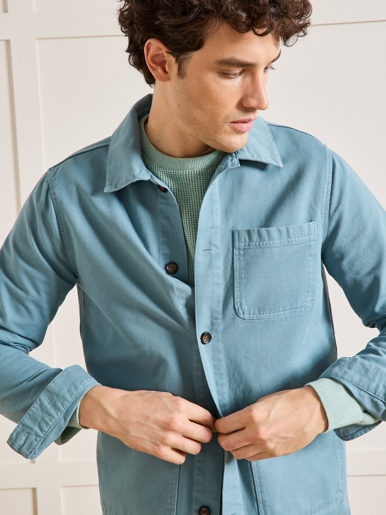 Worker style herenblazer - twill van gerecycleerd katoen