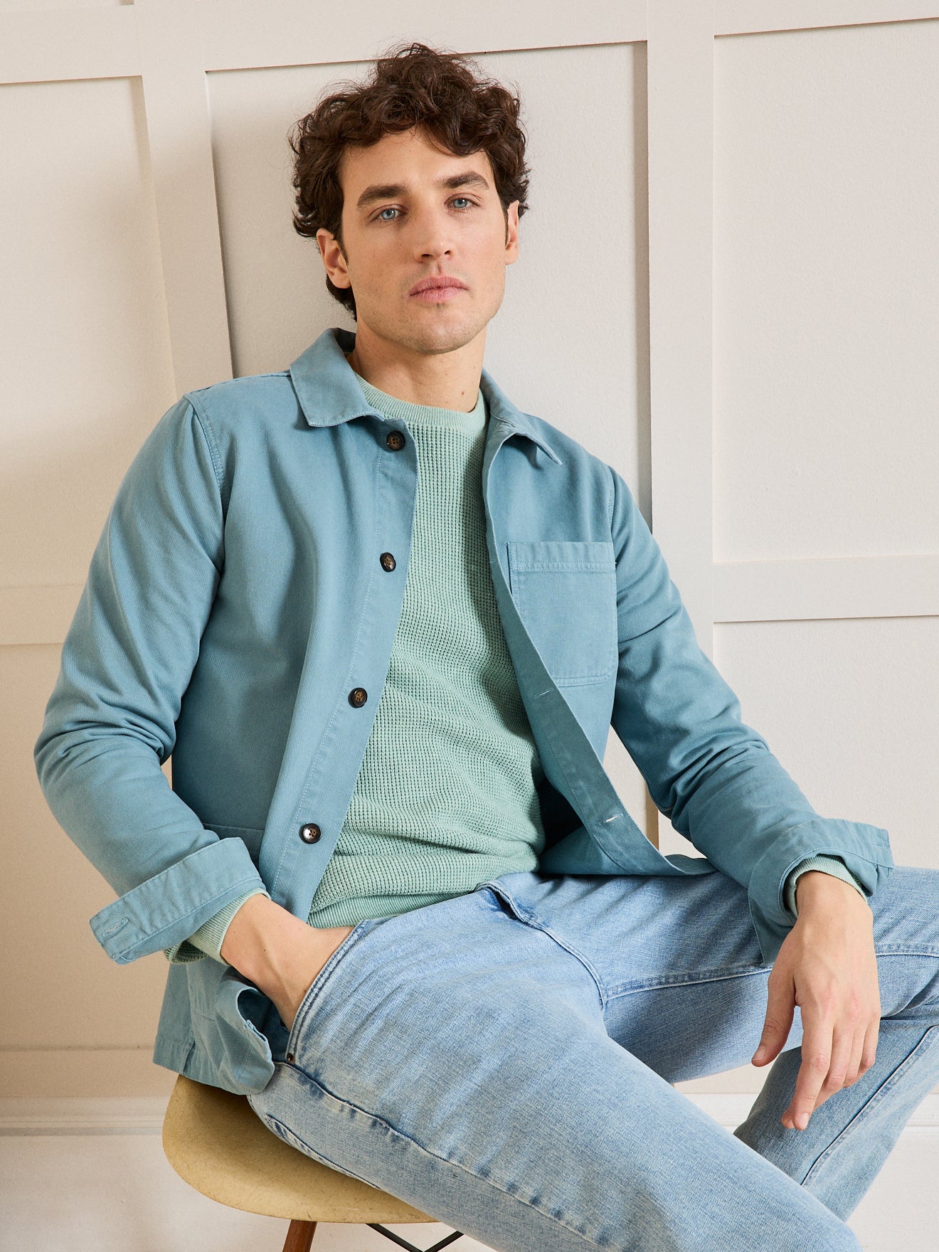 Worker style herenblazer - twill van gerecycleerd katoen