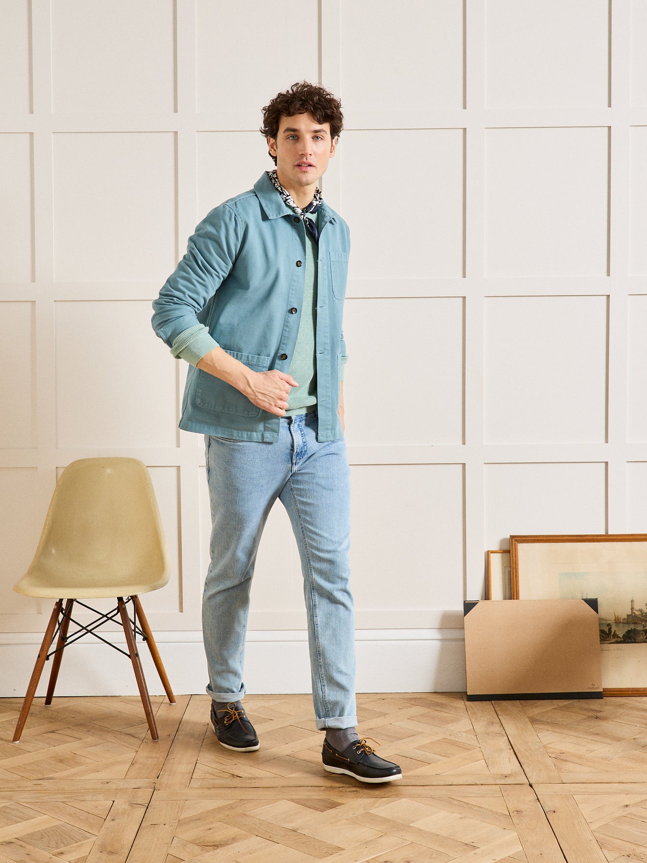 Worker style herenblazer - twill van gerecycleerd katoen