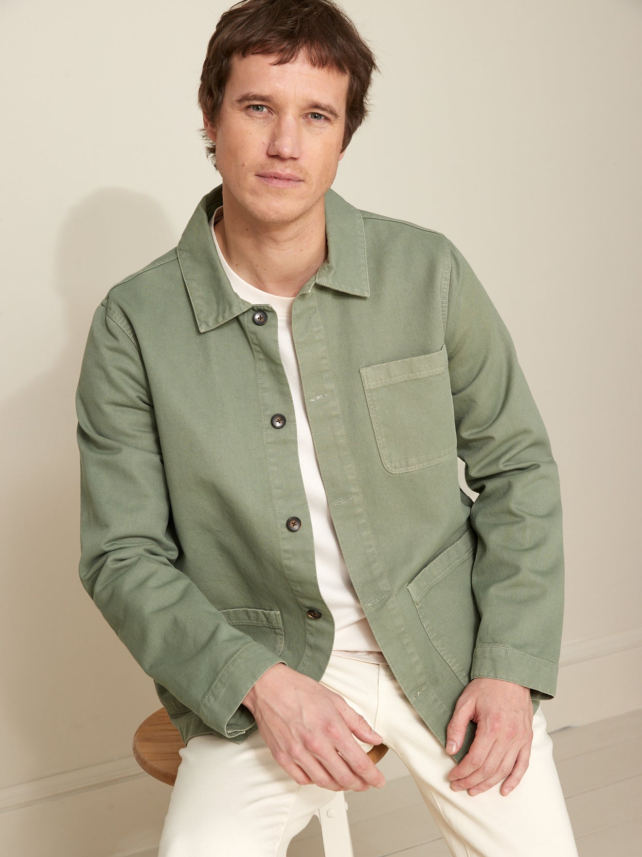 Worker style herenblazer - twill van gerecycleerd katoen