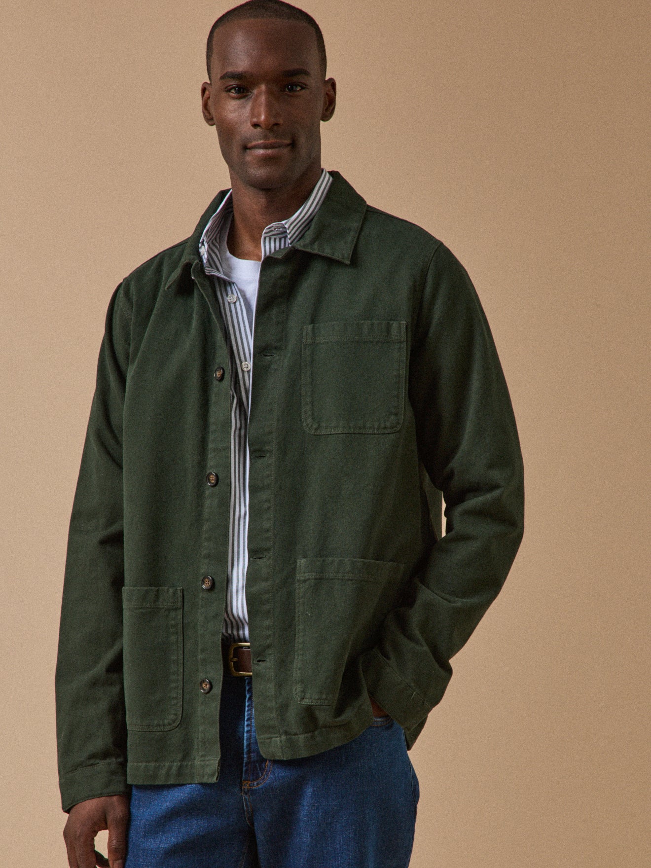 Worker style herenblazer - twill van gerecycleerd katoen