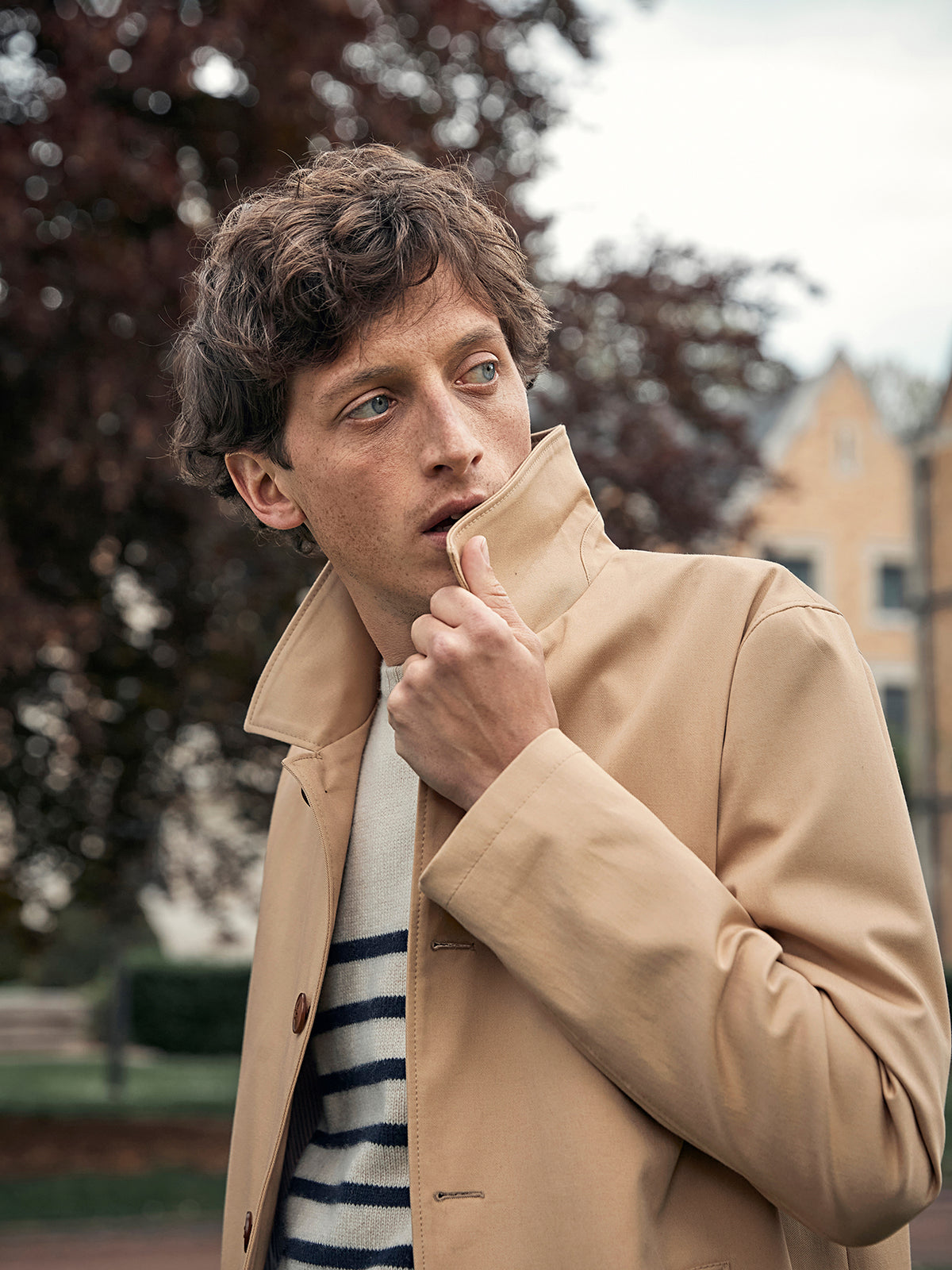 Car coat herenmantel in twill
