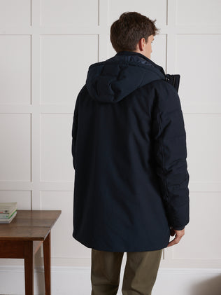 Herenparka met gematelasseerde voering