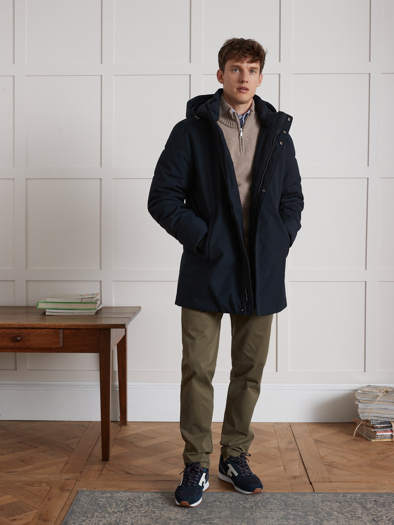 Herenparka met gematelasseerde voering