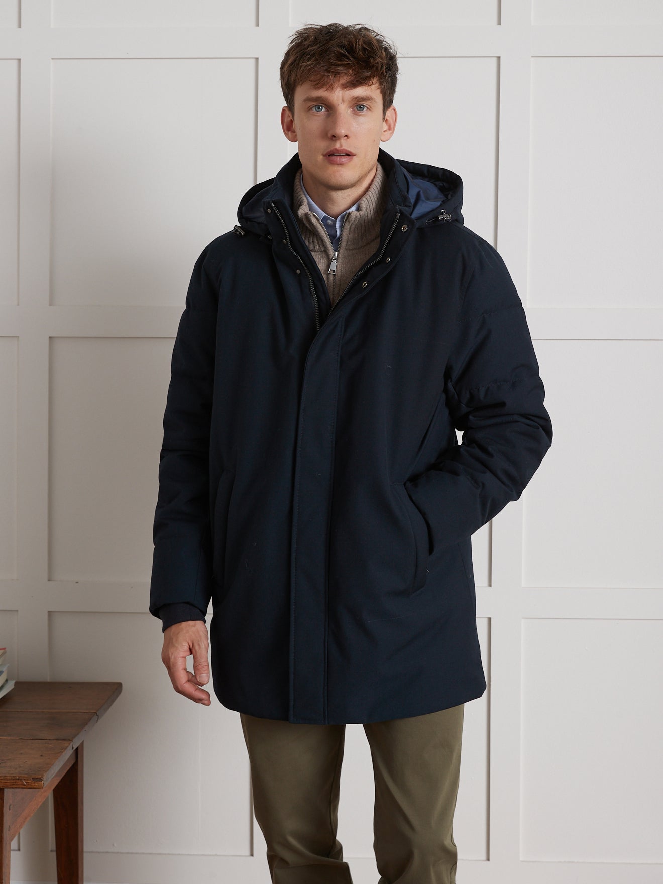 Herenparka met gematelasseerde voering