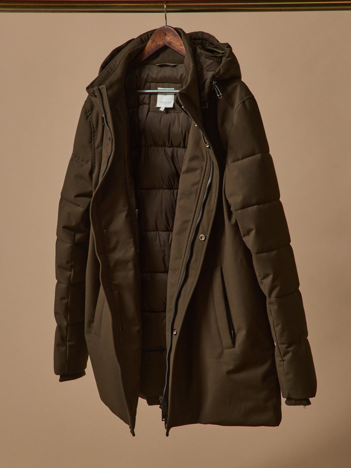 Herenparka met gematelasseerde voering