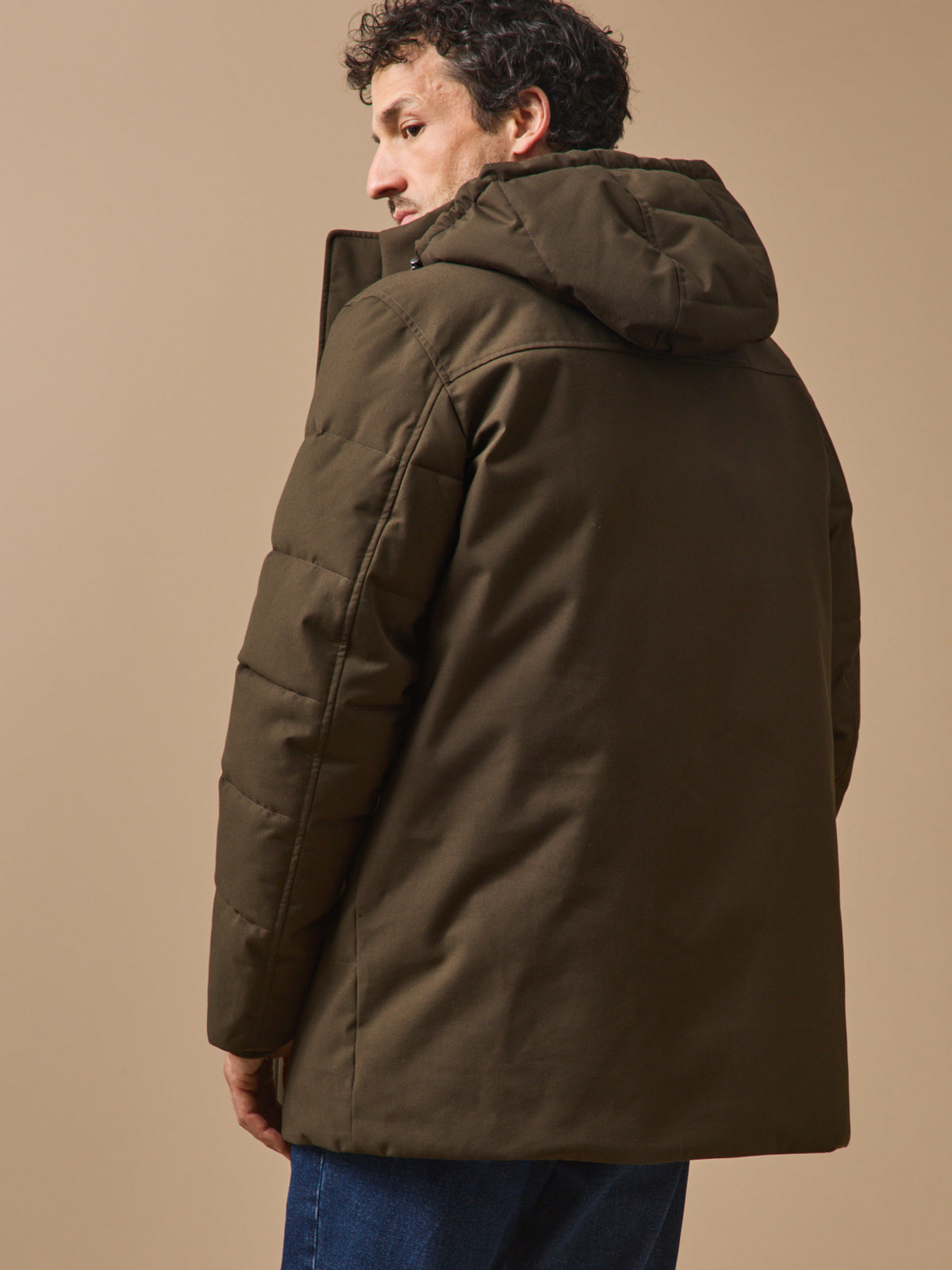 Herenparka met gematelasseerde voering