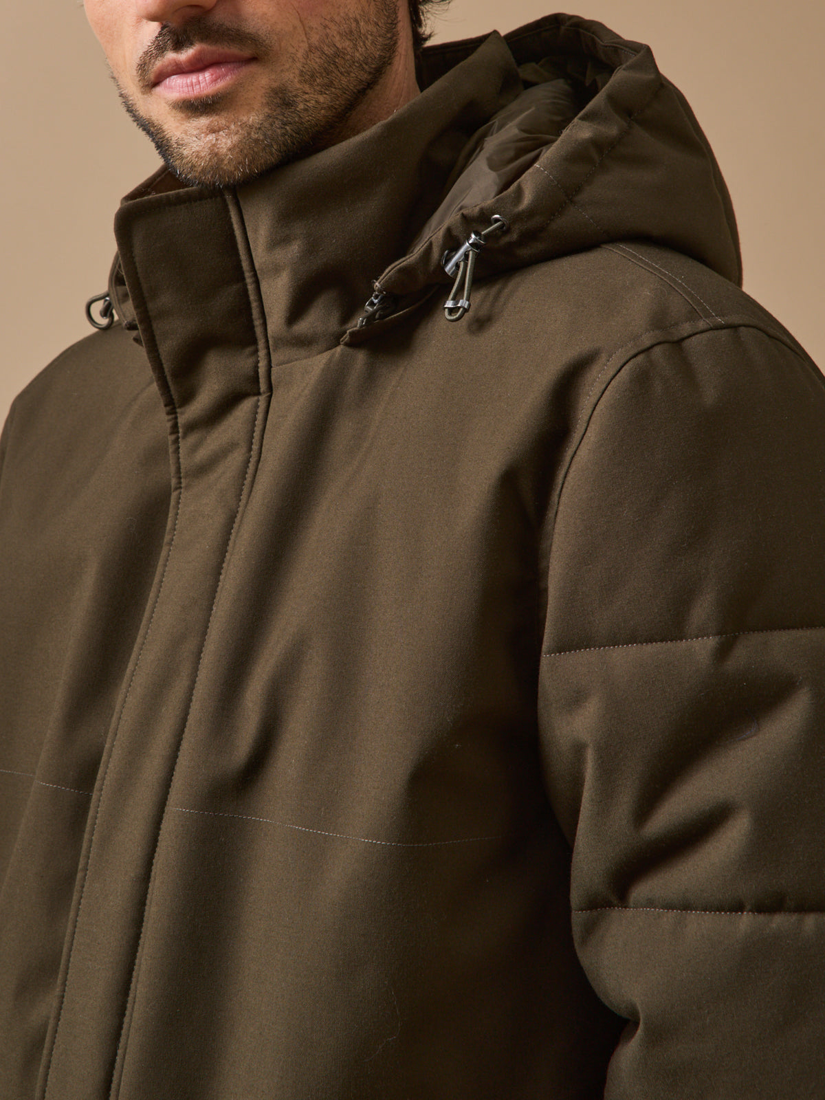 Herenparka met gematelasseerde voering
