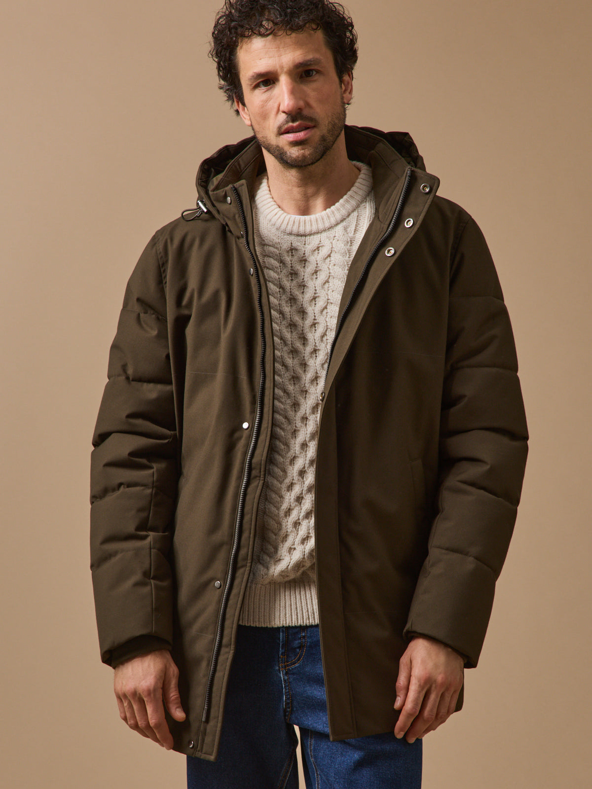 Herenparka met gematelasseerde voering