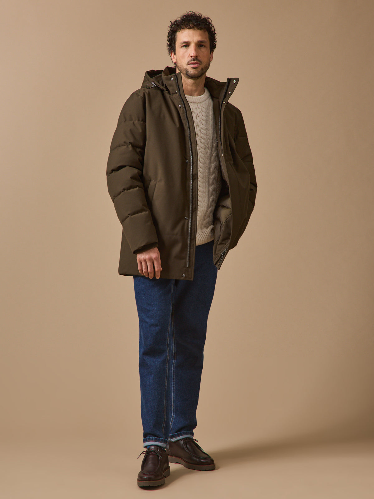 Herenparka met gematelasseerde voering