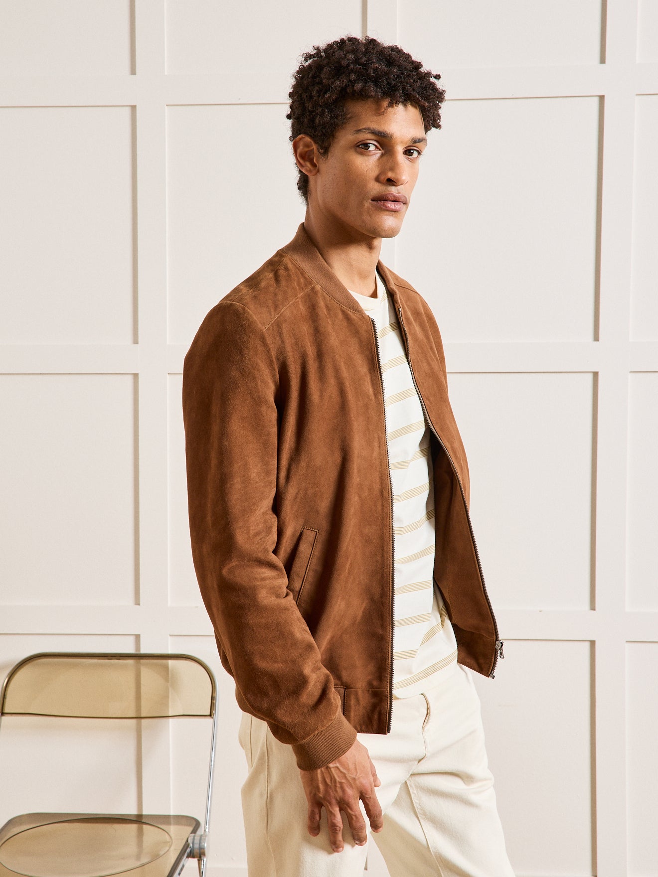 Herenblouson in suèdeleer