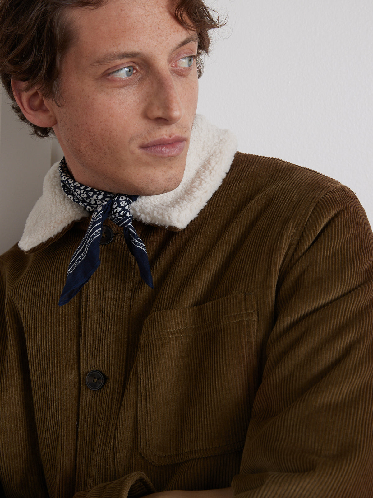 Worker style herenjas met sherpa kraag