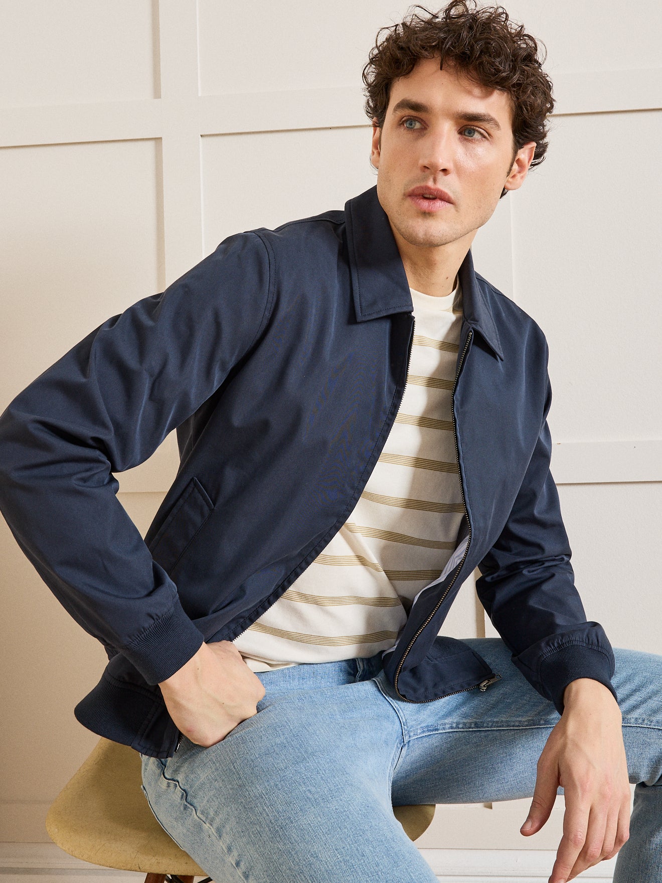 Effen herenblouson met rits