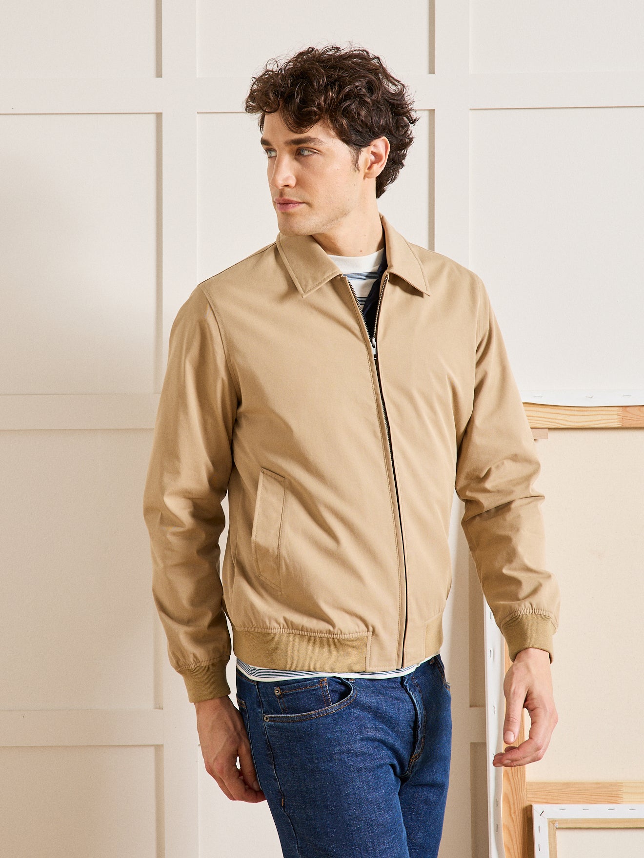 Effen herenblouson met rits