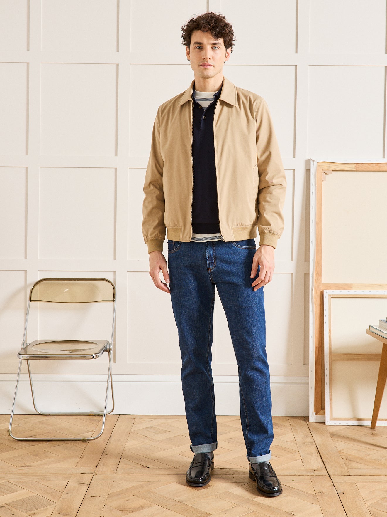 Effen herenblouson met rits