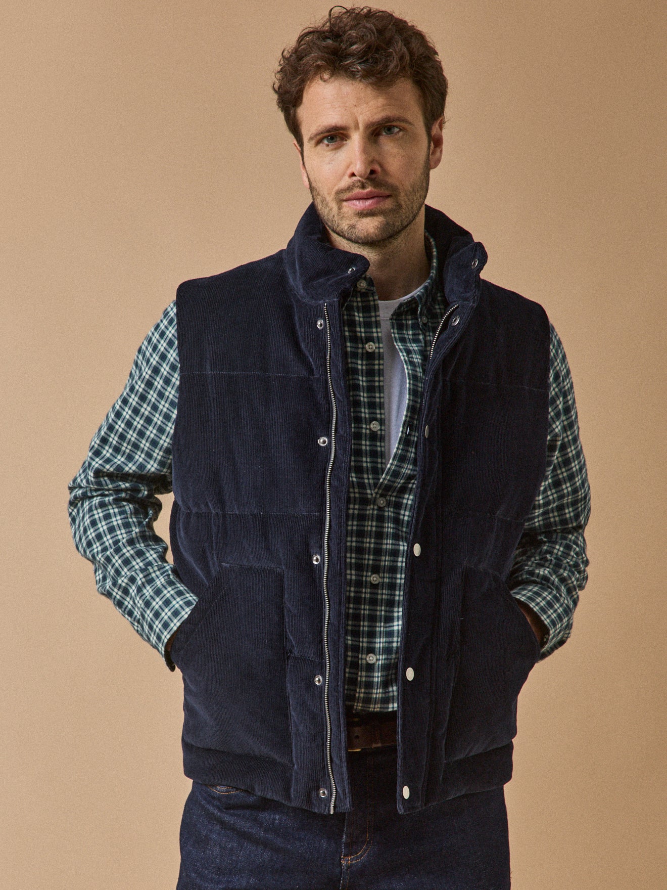 Veste matelassée sans manches velours homme