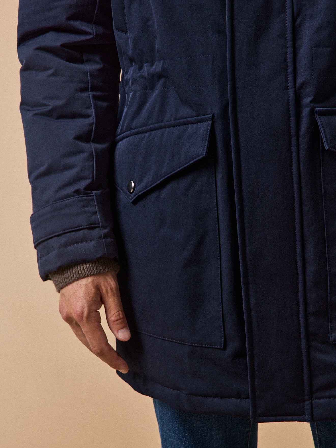 Parka longue capuche fourrée homme