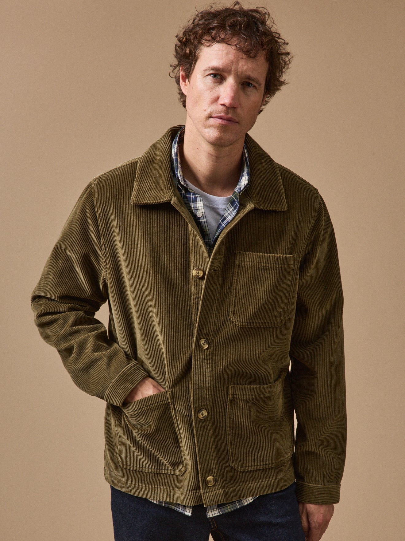 Worker style herenjasje in geribd velours