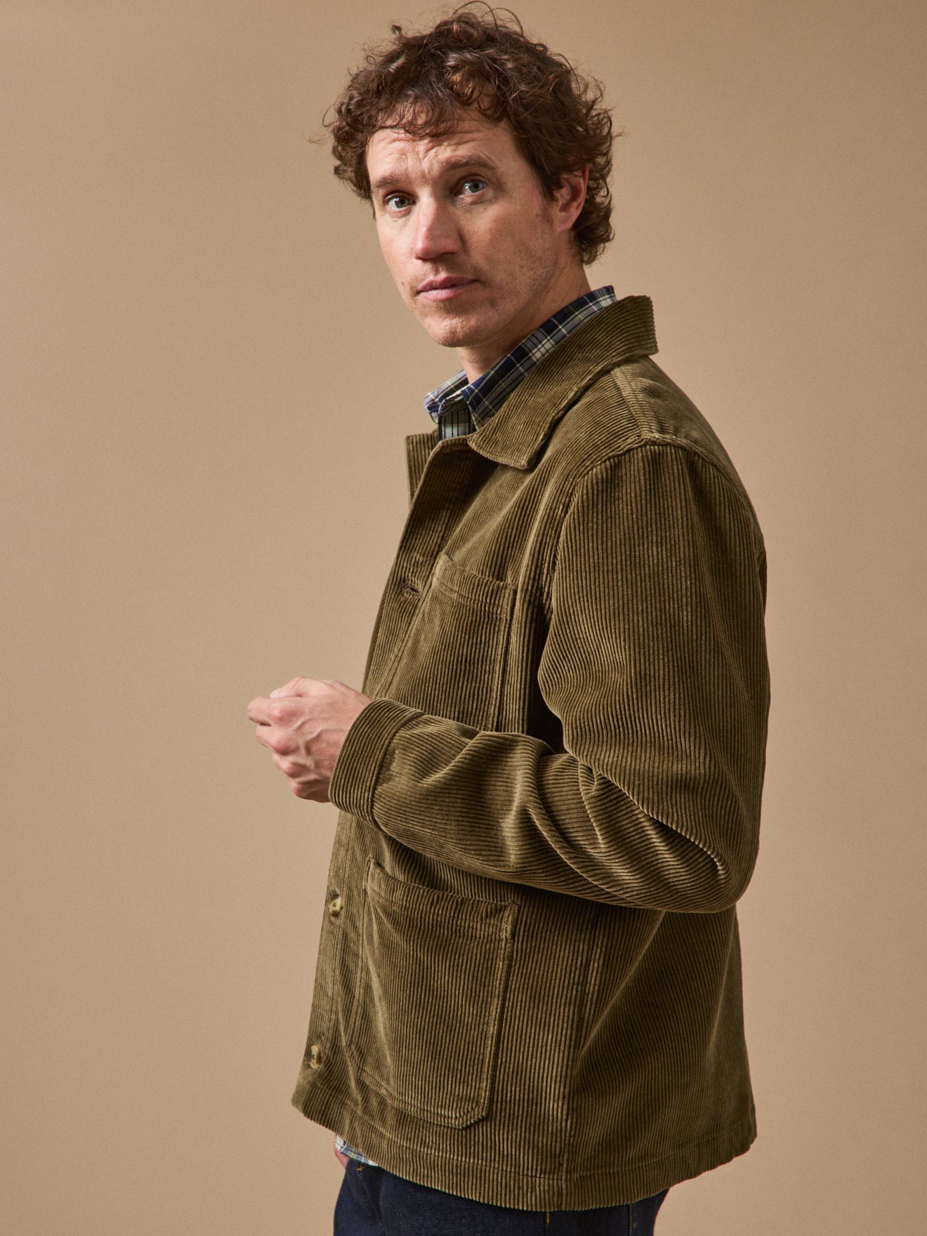 Worker style herenjasje in geribd velours