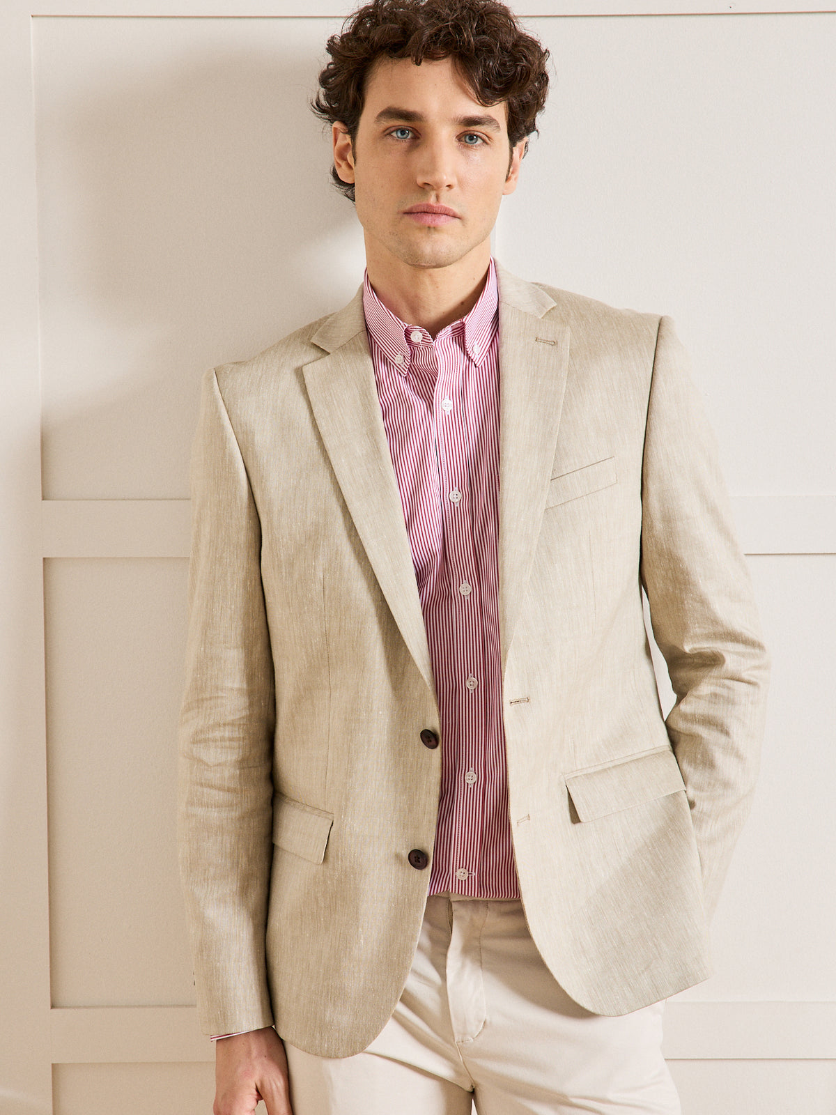 Veste de costume homme tissu coton et lin