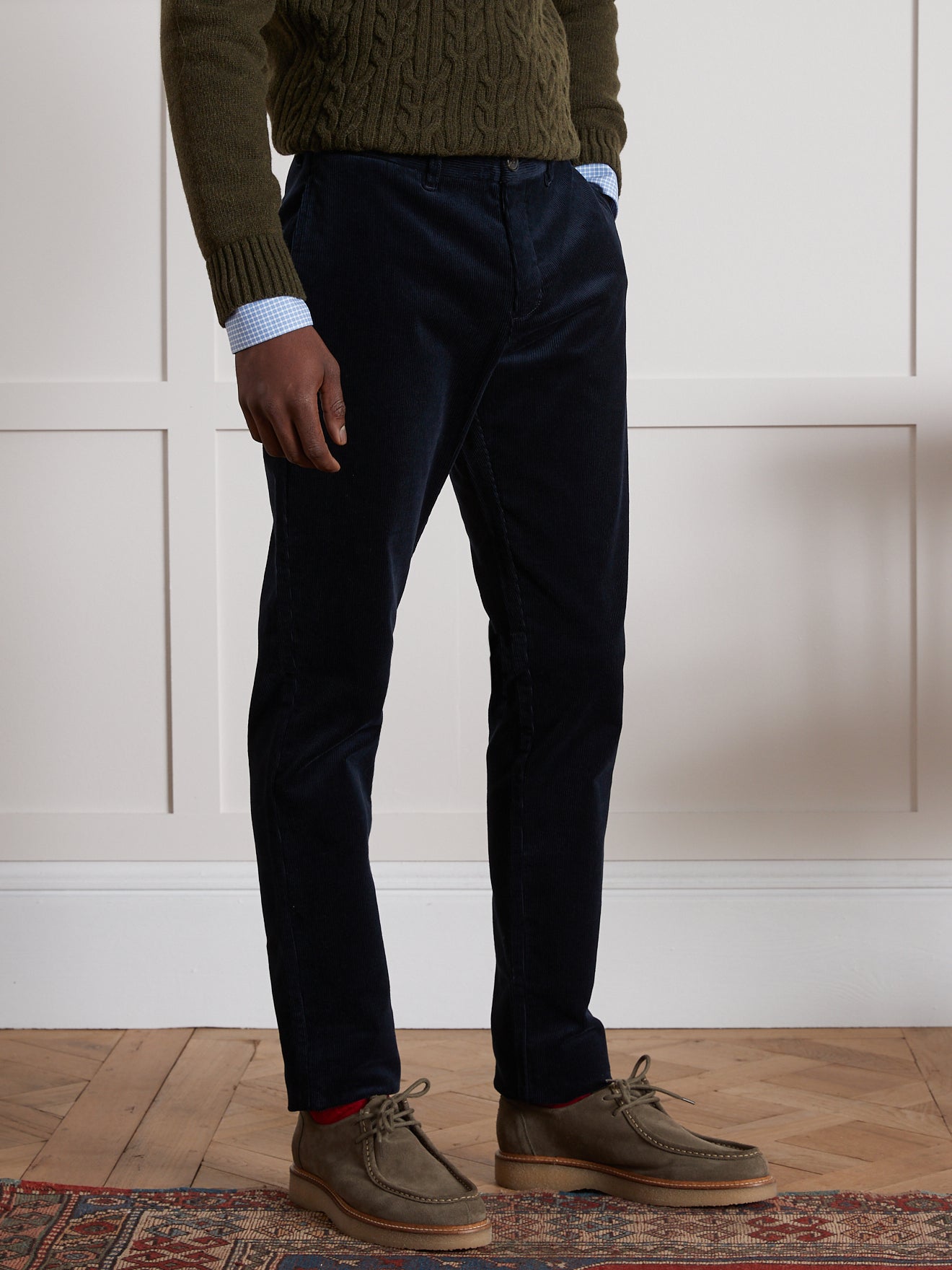 Regular fit herenbroek in velours
