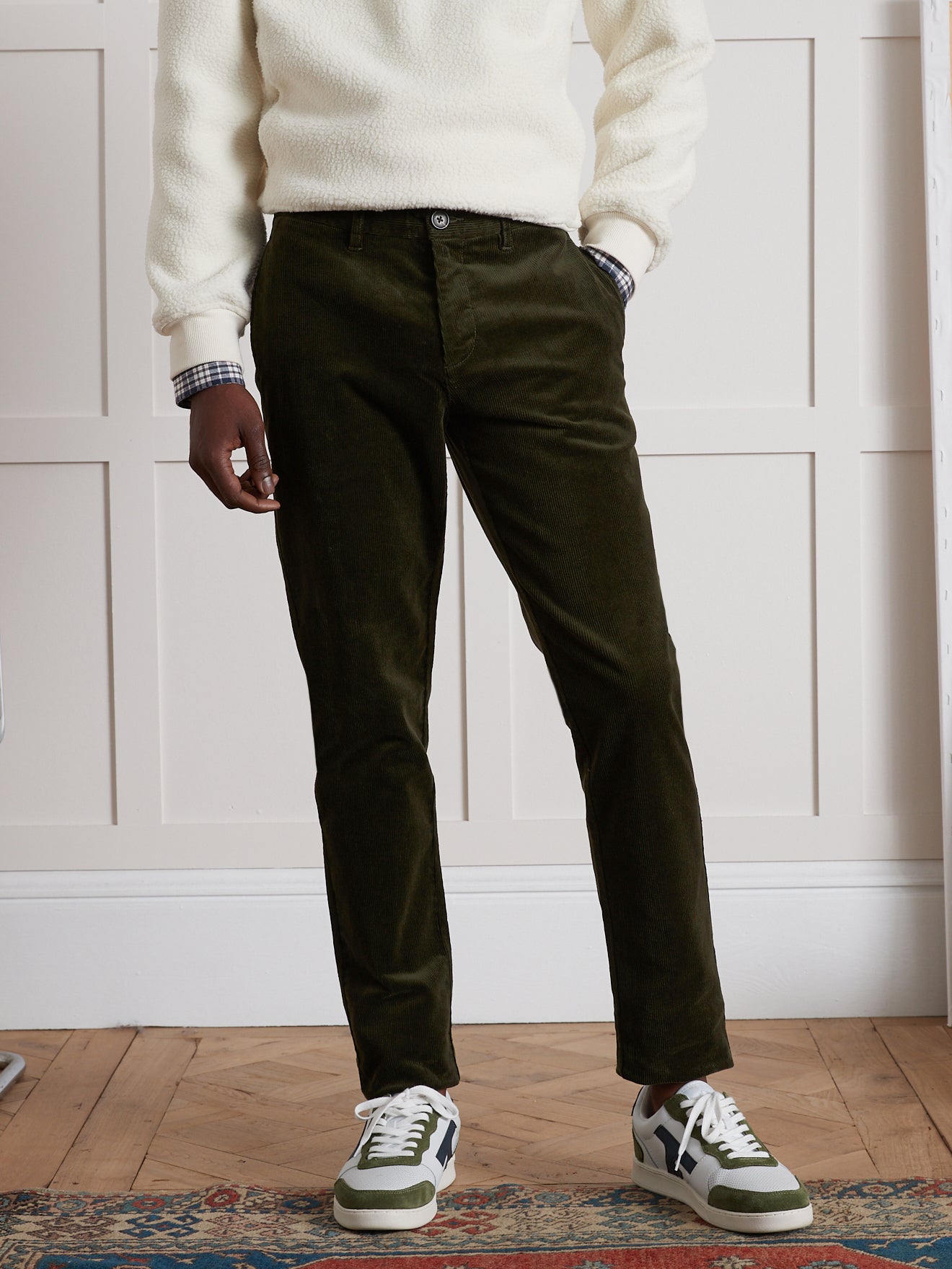Regular fit herenbroek in velours
