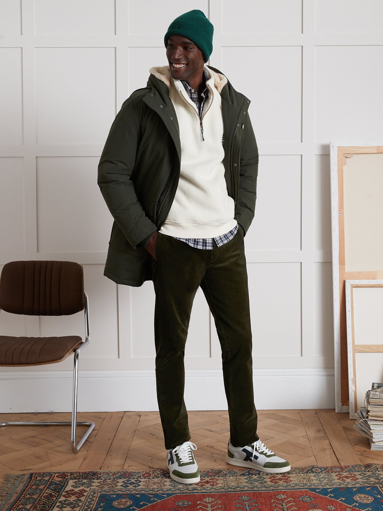 Regular fit herenbroek in velours