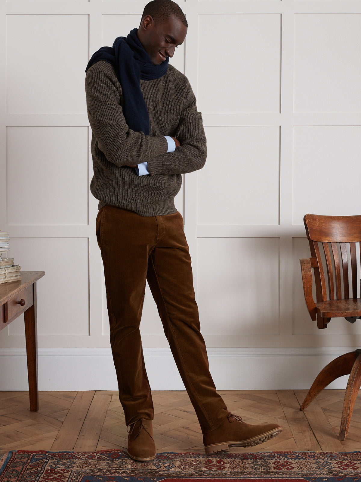 Chino herenbroek in velours - regular fit