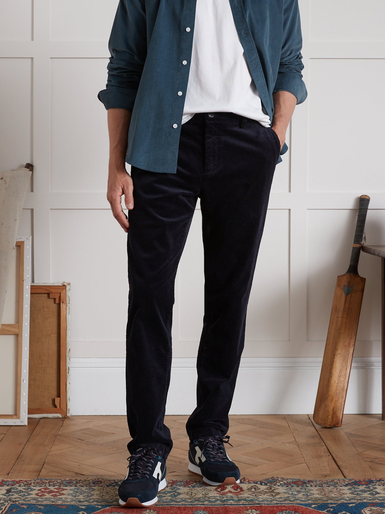 Pantalon taille élastiquée velours grosses côtes homme
